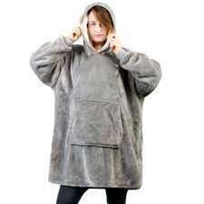 Polerón Sherpa  GRIS Con Capucha Tipo Huggle-0