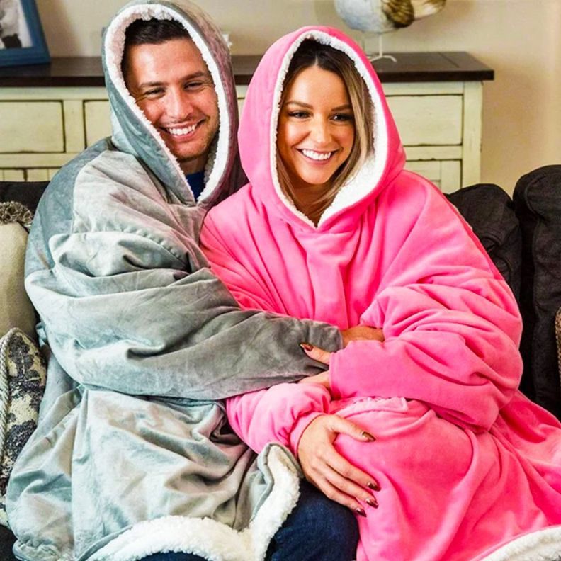 Polerón Sherpa  GRIS Con Capucha Tipo Huggle-2