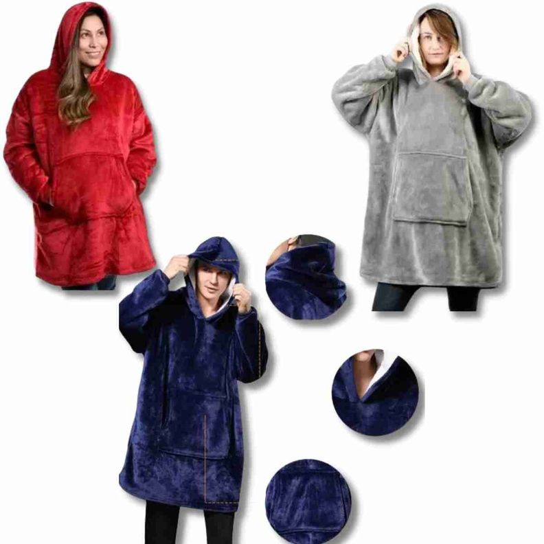 Polerón Sherpa Negro Con Capucha Tipo Huggle-1