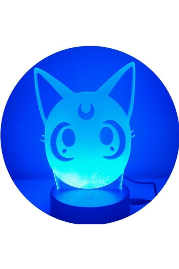 Lámpara Ilusión 3D Gato Luna Sailor Moon 7 Colores-2