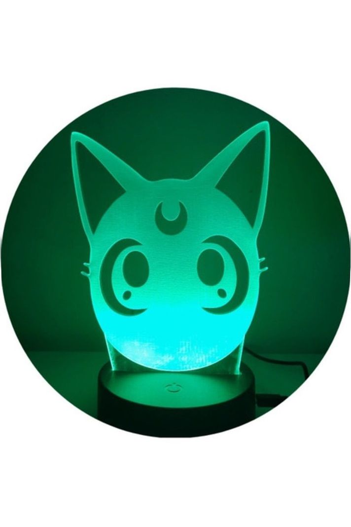 Lámpara Ilusión 3D Gato Luna Sailor Moon 7 Colores-3