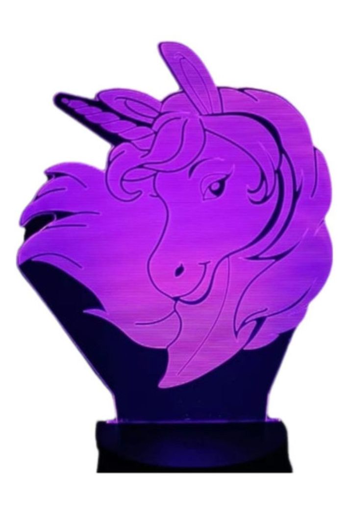 Lámpara Ilusión 3D Cabeza de Unicornio 7 Colores-0