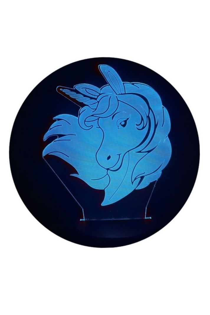 Lámpara Ilusión 3D Cabeza de Unicornio 7 Colores-1