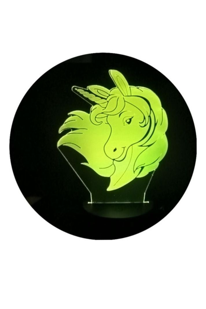 Lámpara Ilusión 3D Cabeza de Unicornio 7 Colores-3