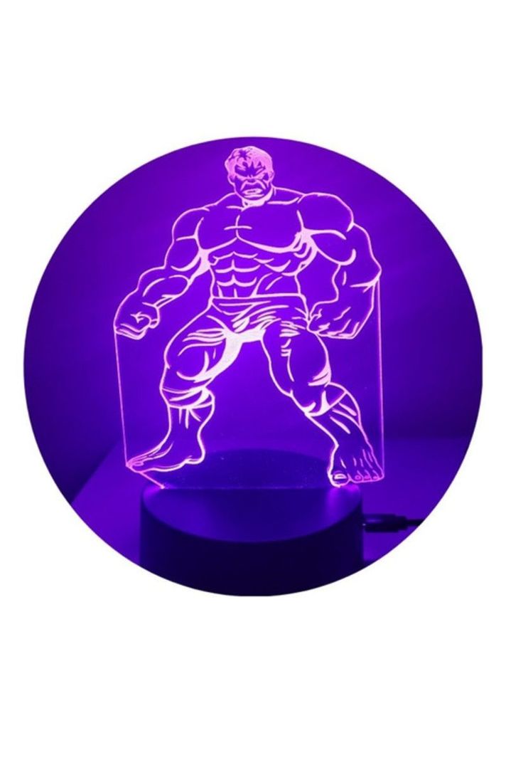 Lámpara Ilusión 3D Hulk 7 Colores-4