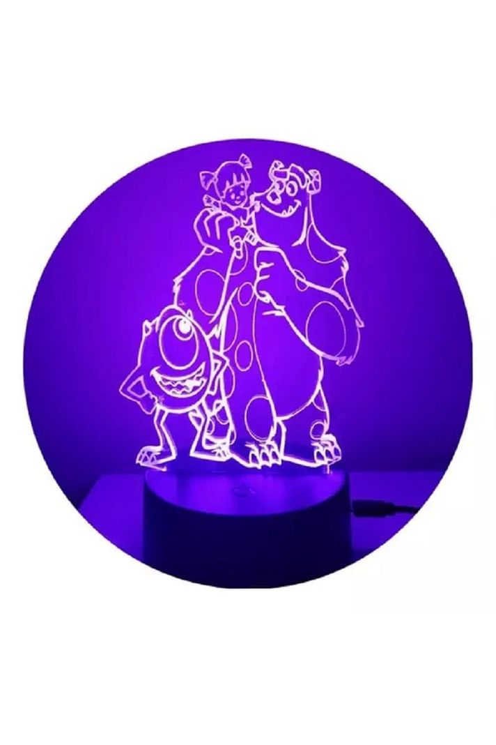 Lámpara Ilusión 3D Monster Inc 7 Colores-2