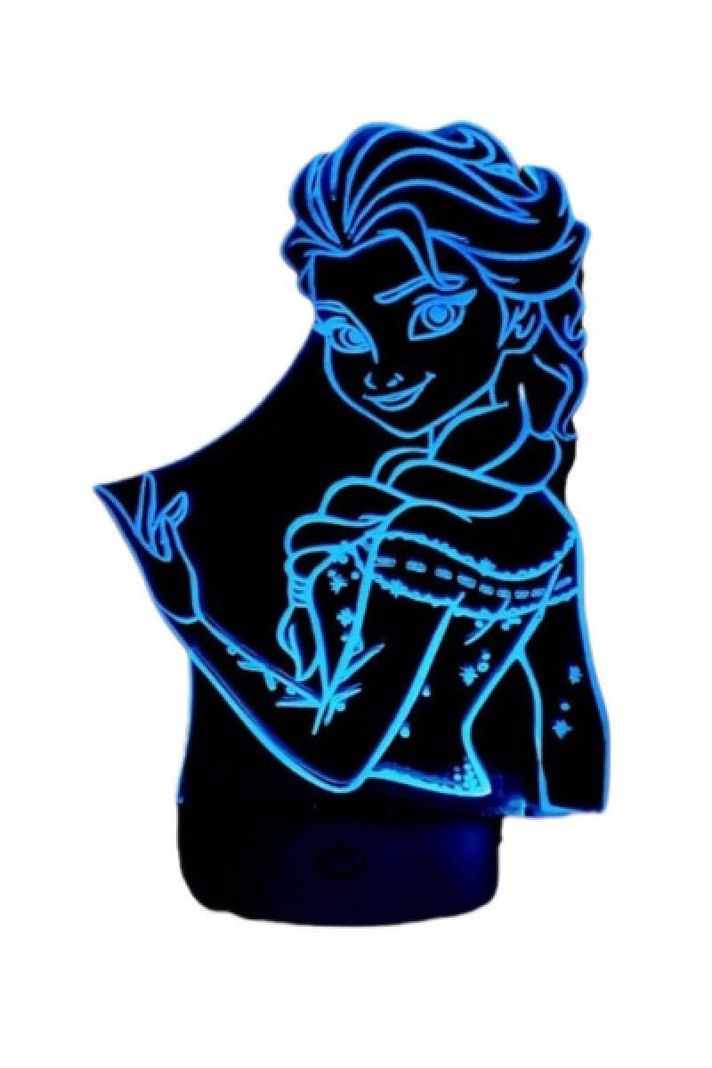 Lámpara Ilusión 3D Elsa Frozen 7 Colores-0
