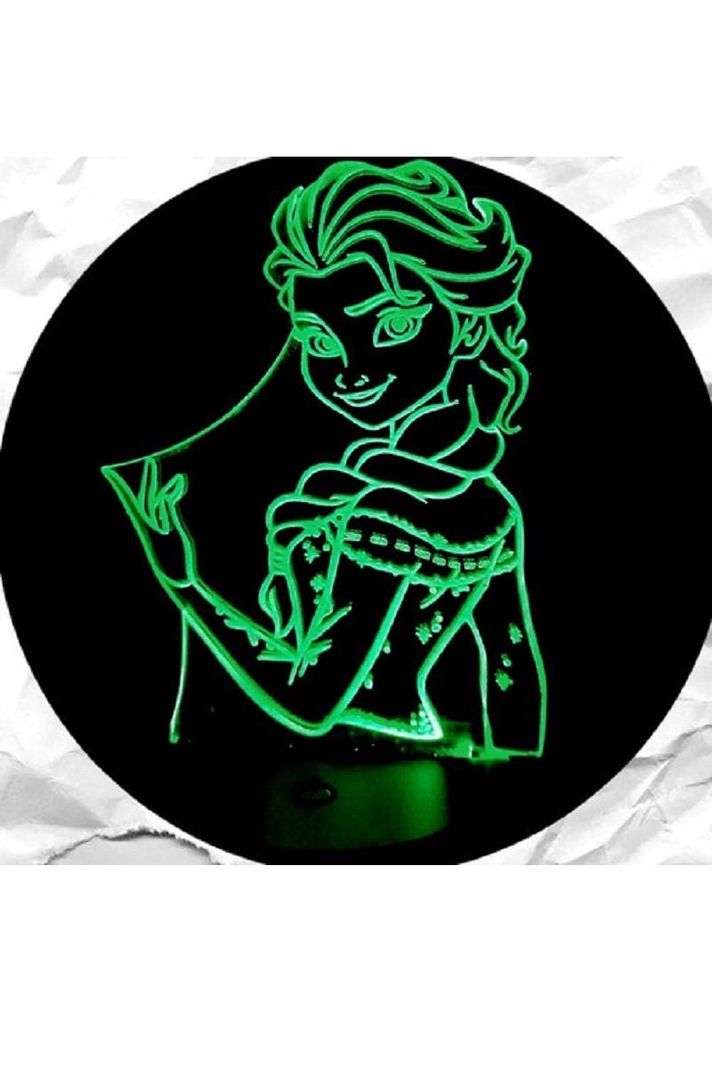 Lámpara Ilusión 3D Elsa Frozen 7 Colores-3
