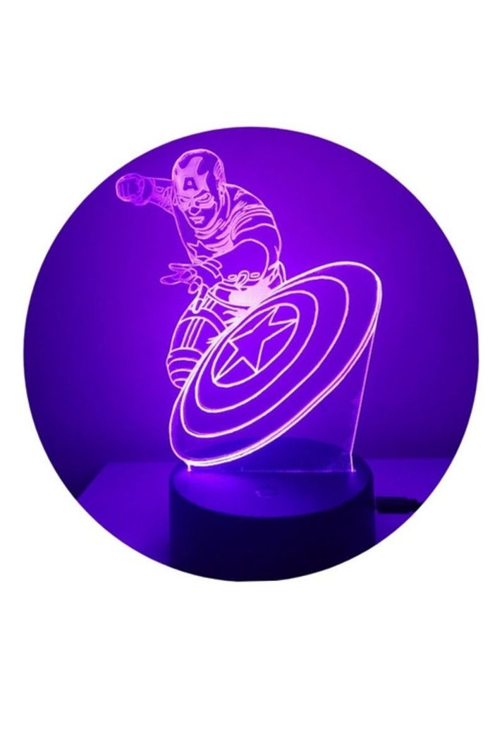 Lámpara Ilusión 3D Capitán América 7 Colores-1