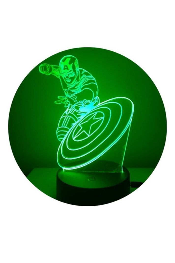 Lámpara Ilusión 3D Capitán América 7 Colores-2