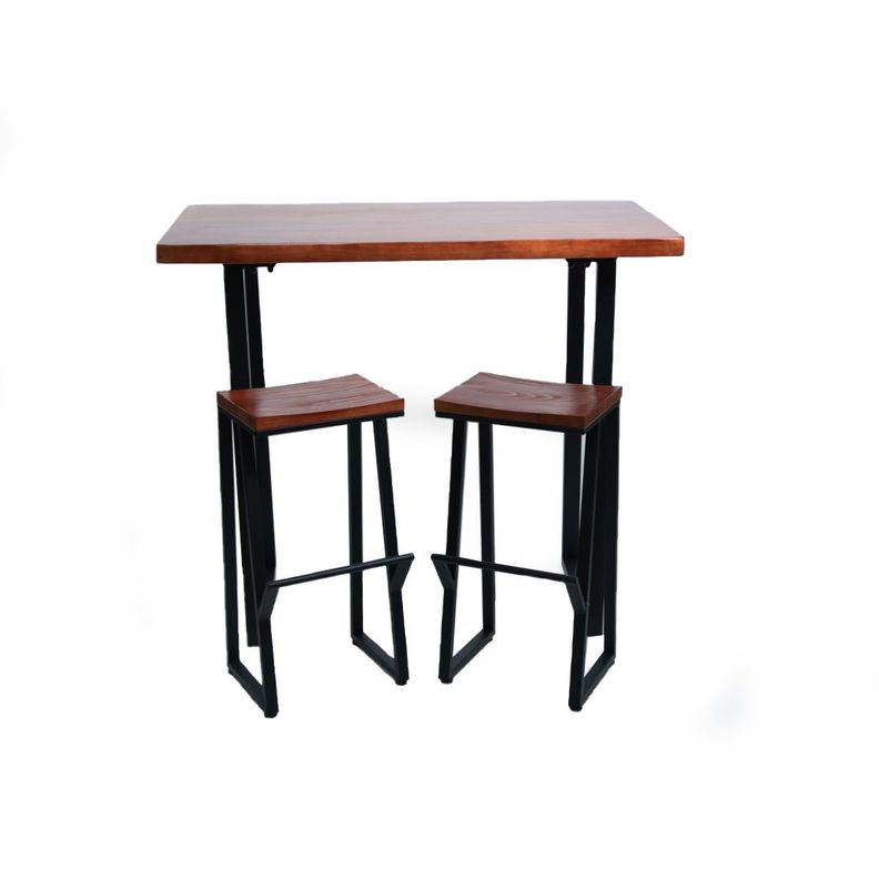 Set mesa de bar madera de teca 3 piezas-0