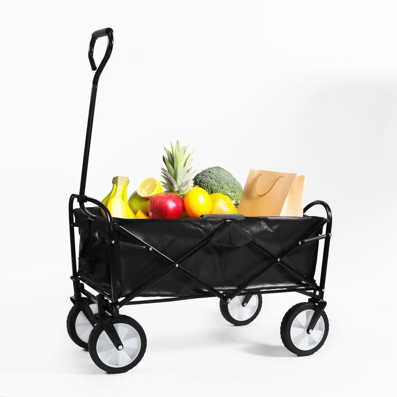 CARRO PLEGABLE DE ARRASTRE OUTDOOR CON RUEDAS NEGRO 90X50X65CM-0