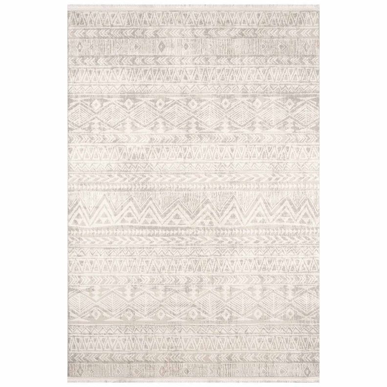 Alfombra Turca Vaivien Rectangular Poliester Beige con Blanco 80 x 300 cm