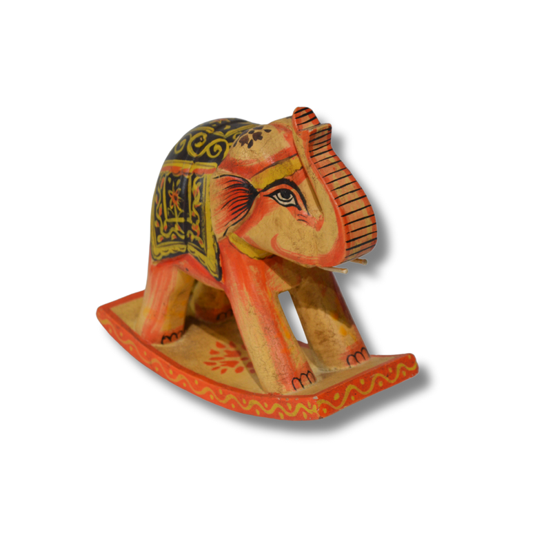Elefante balancín decorativo madera teca amarillo-0