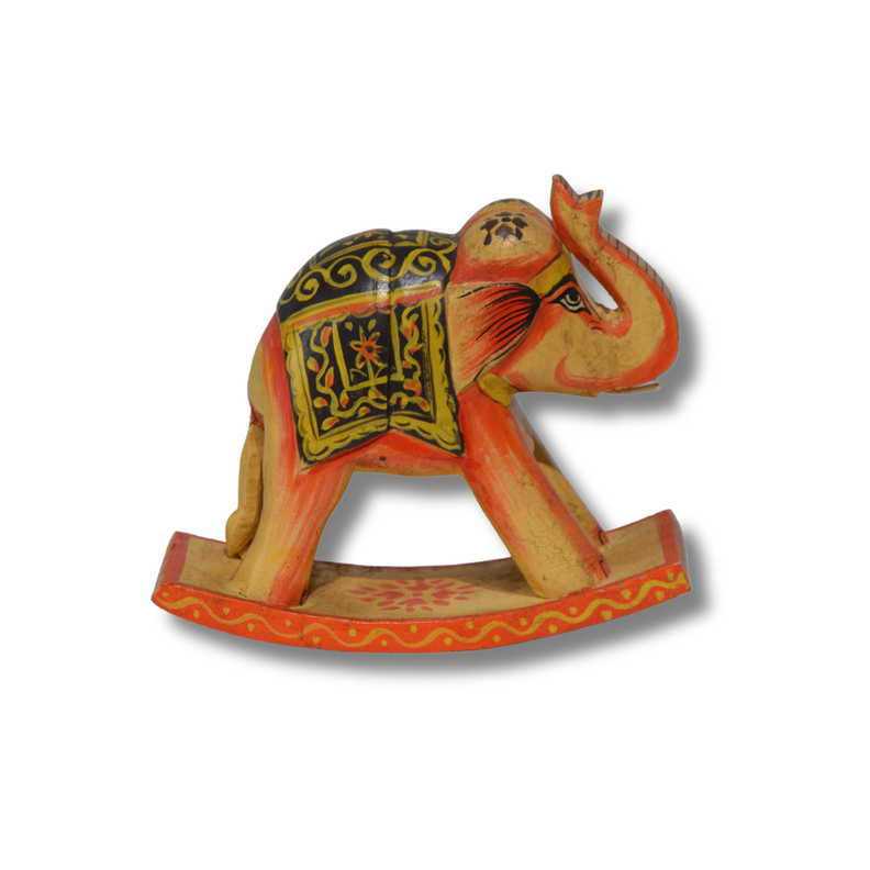Elefante balancín decorativo madera teca amarillo-1