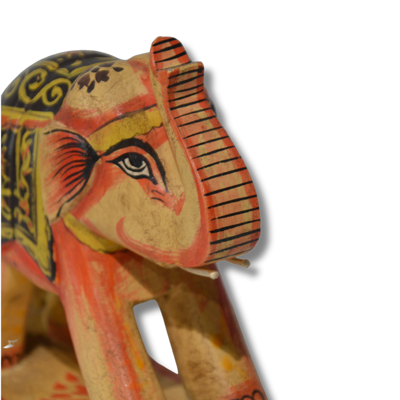 Elefante balancín decorativo madera teca amarillo-2