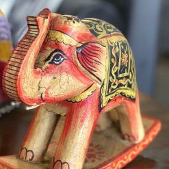 Elefante balancín decorativo madera teca amarillo-4