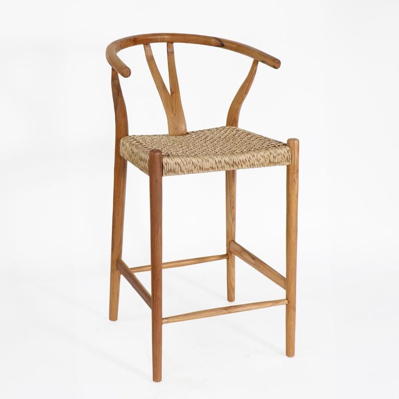 Silla BAR Wishbone madera / fibra sintética color natural H72cm-0