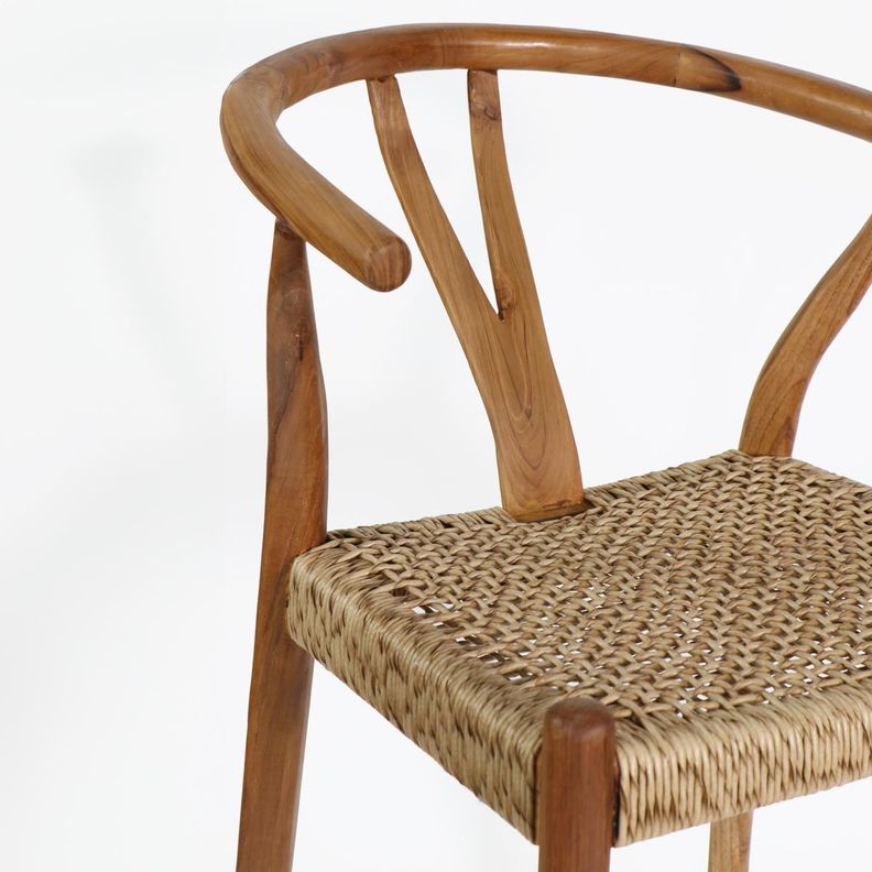 Silla BAR Wishbone madera / fibra sintética color natural H72cm-7