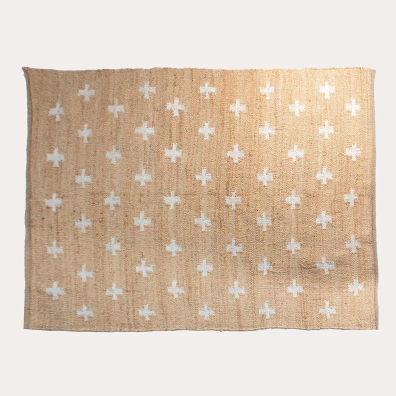 Alfombra cruces natural con blanco Yute 200 x 300 cm-0