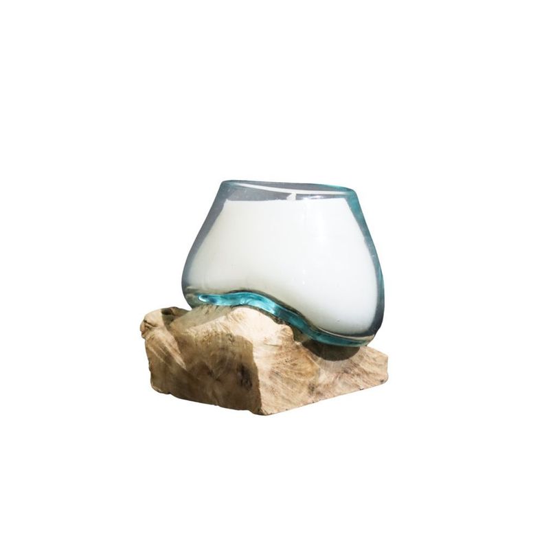 Vela decorativa base madera de teca-0