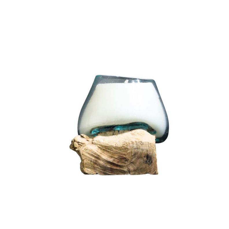 Vela decorativa base madera de teca-1
