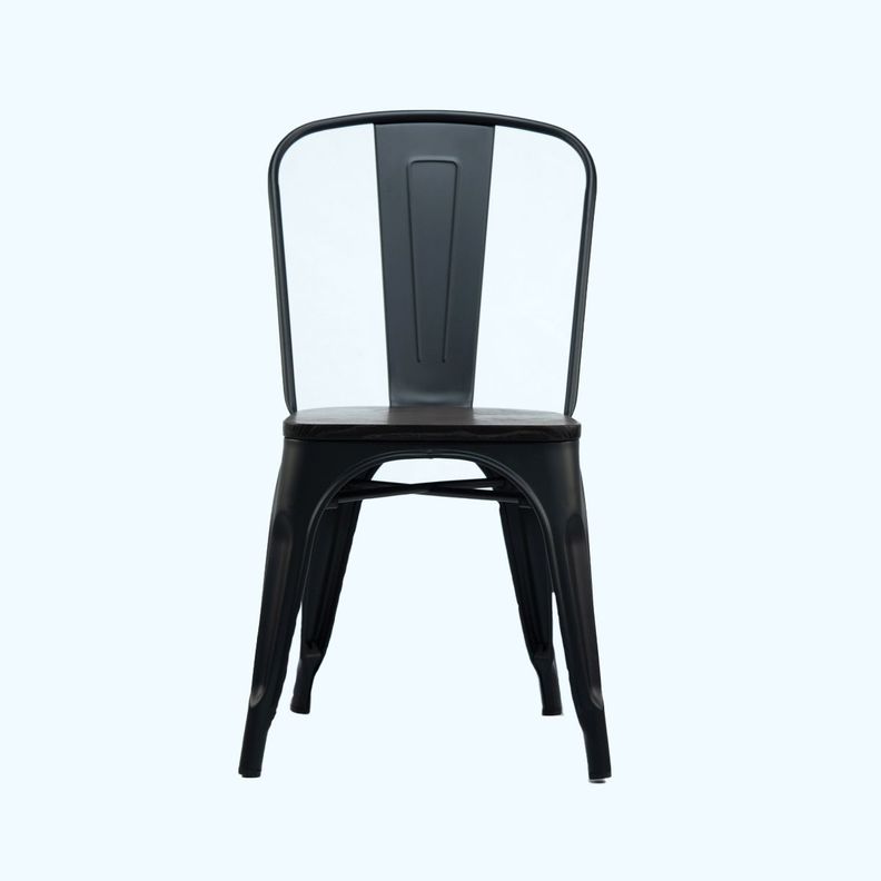 Silla Tolix Negra Con Asiento De Madera-2