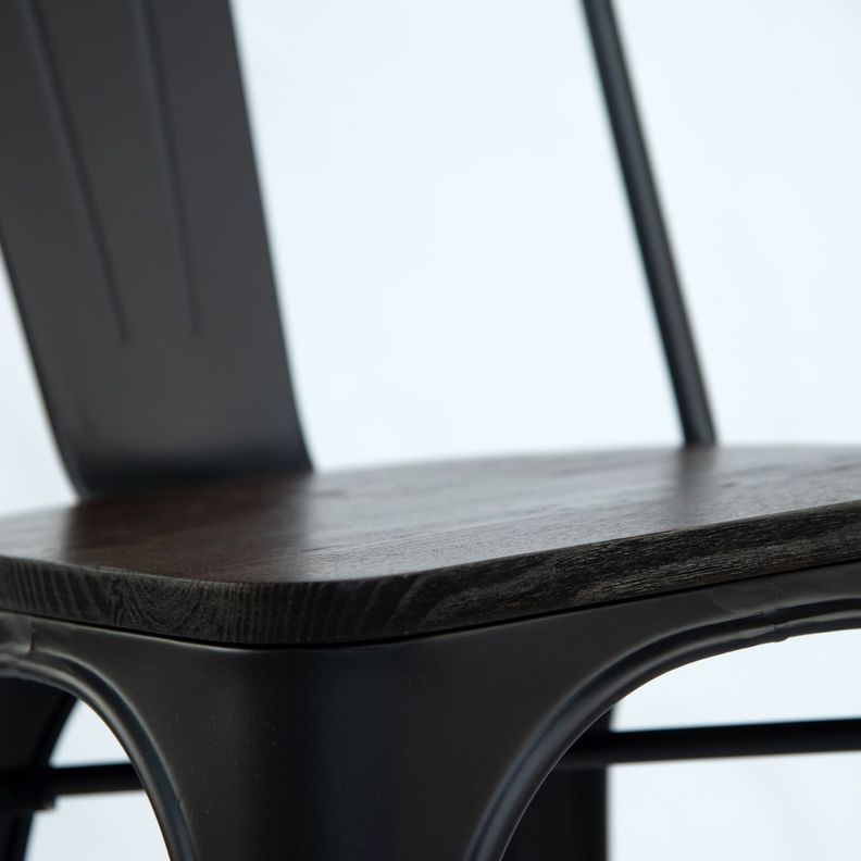 Silla Tolix Negra Con Asiento De Madera-4
