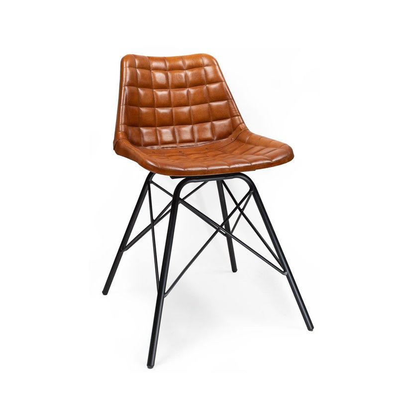 Silla de cuero natural caramelo Coimbra