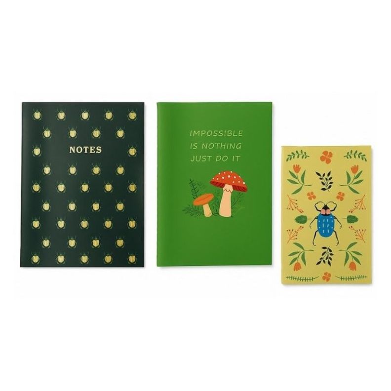 Set 3 Libretas Planner Park Negra Verde y Beige
