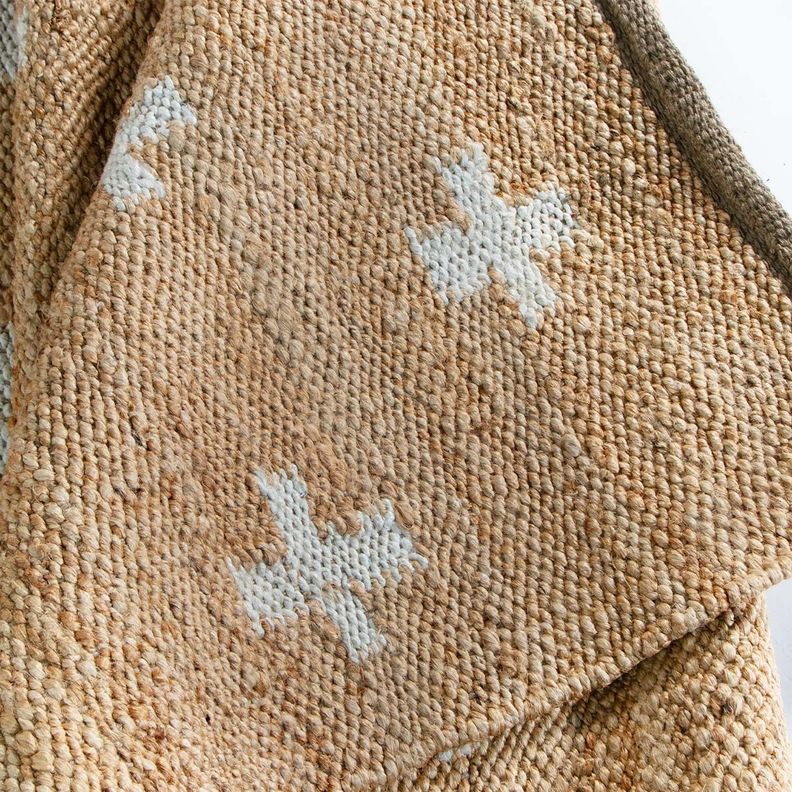 Alfombra cruces natural con blanco Yute 250 x 350 cm-1