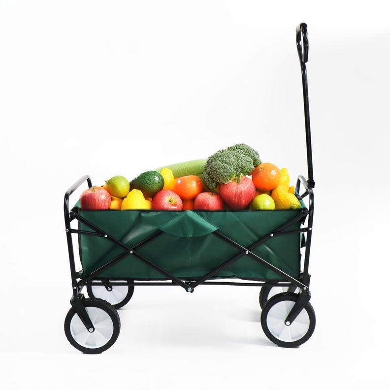 CARRO PLEGABLE DE ARRASTRE OUTDOOR CON RUEDAS VERDE 90X50X65CM-0