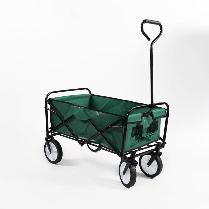 CARRO PLEGABLE DE ARRASTRE OUTDOOR CON RUEDAS VERDE 90X50X65CM-1