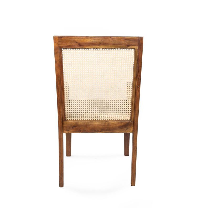 Silla Himalaya con brazo rattan asiento de cuero café 50 x 57 x 94 cm-3