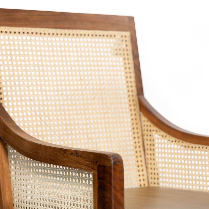 Silla Himalaya con brazo rattan asiento de cuero café 50 x 57 x 94 cm-5