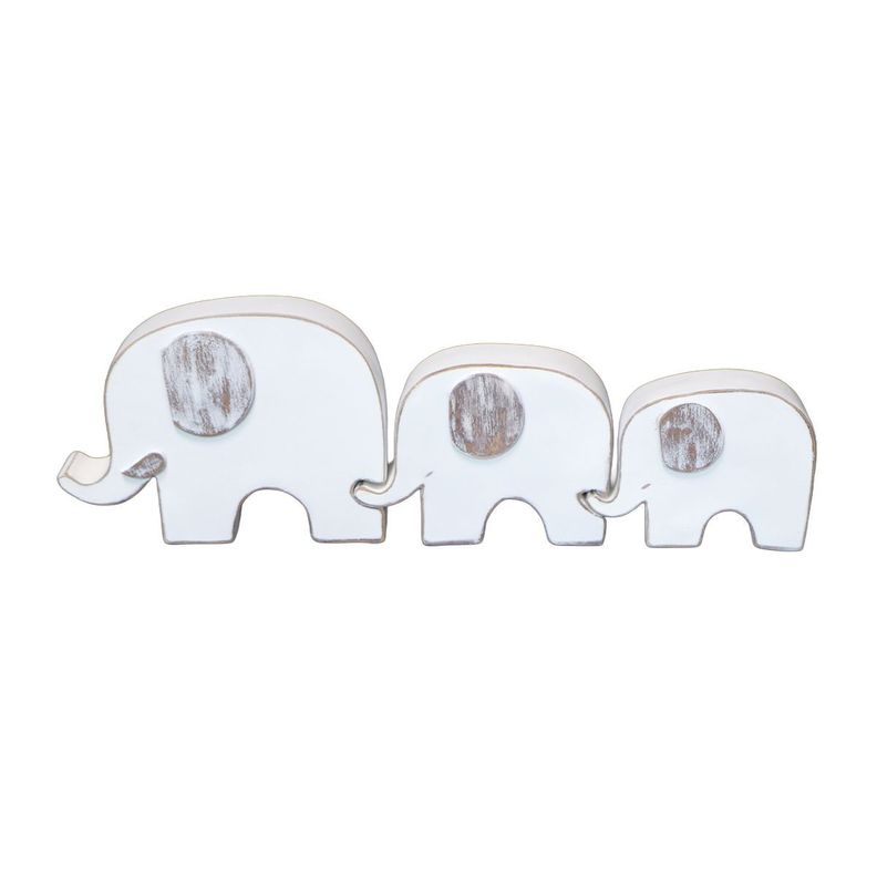 ADORNO FAMILIA 3 ELEFANTES POLIRESINA BLANCO 19 x 17 x 13,5 CM