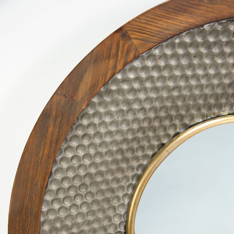 Espejo Redondo metal y madera-1