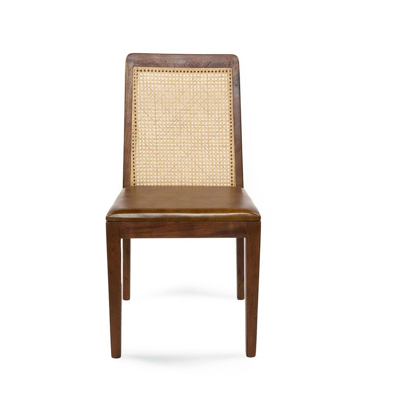 Silla Himalaya rattan y asiento de cuero café 45 x 51 x 91 cm-1