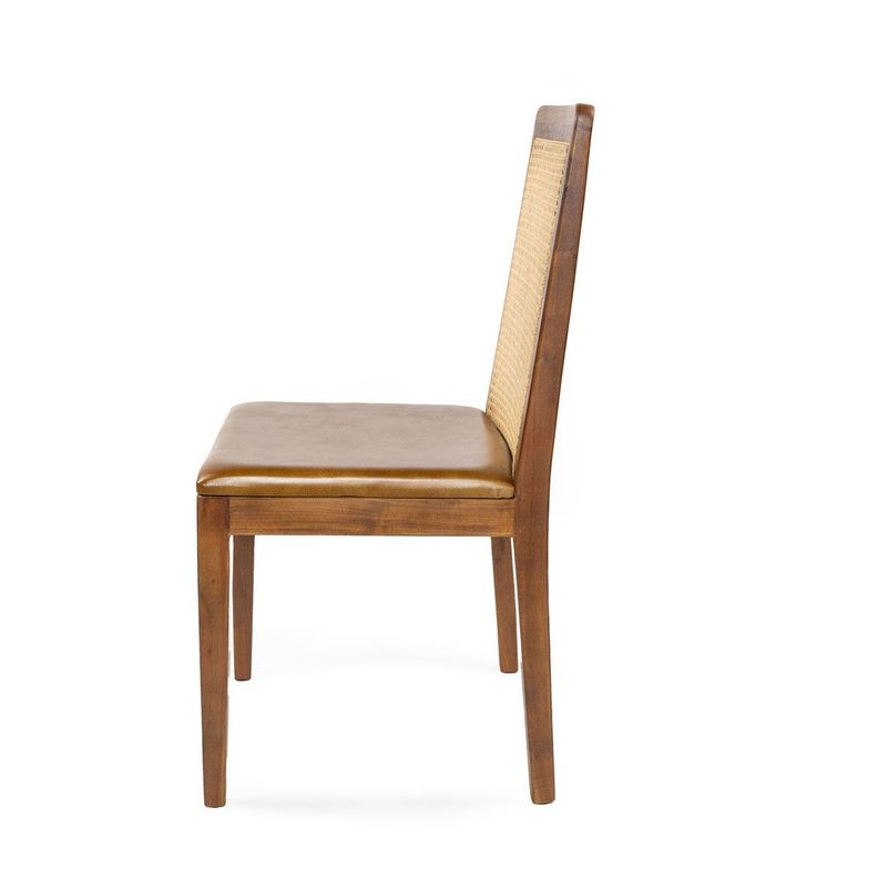 Silla Himalaya rattan y asiento de cuero café 45 x 51 x 91 cm-2