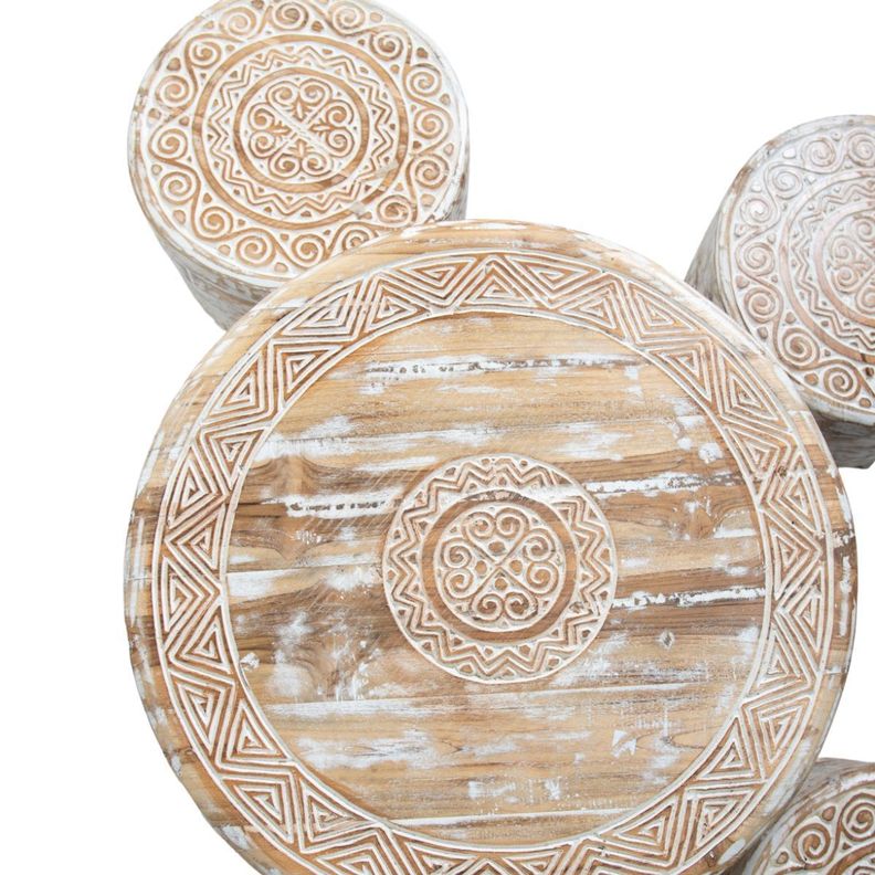 Set de Mesa de centro y taburetes madera de teca-2