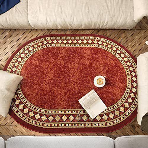 Alfombra Alfodia REDONDA 150x150 Cm Rojo Antideslizante Estilo Persa-0