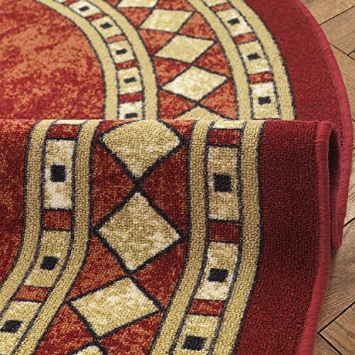 Alfombra Alfodia REDONDA 150x150 Cm Rojo Antideslizante Estilo Persa-1