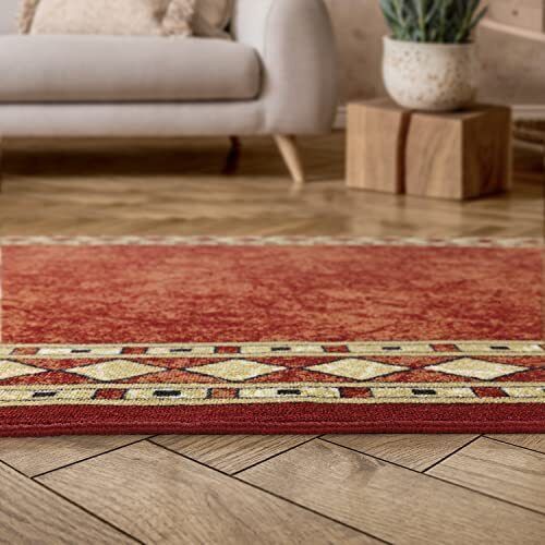 Alfombra Alfodia REDONDA 150x150 Cm Rojo Antideslizante Estilo Persa-2