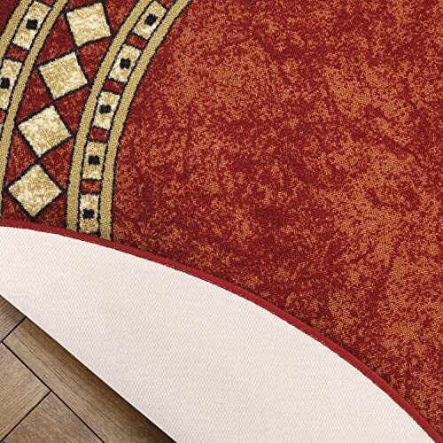 Alfombra Alfodia REDONDA 150x150 Cm Rojo Antideslizante Estilo Persa-3