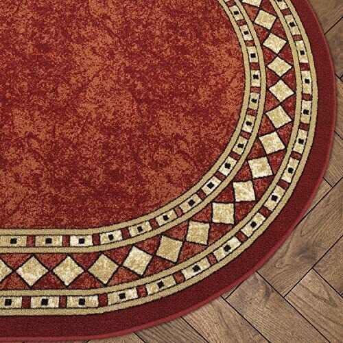 Alfombra Alfodia REDONDA 150x150 Cm Rojo Antideslizante Estilo Persa-4
