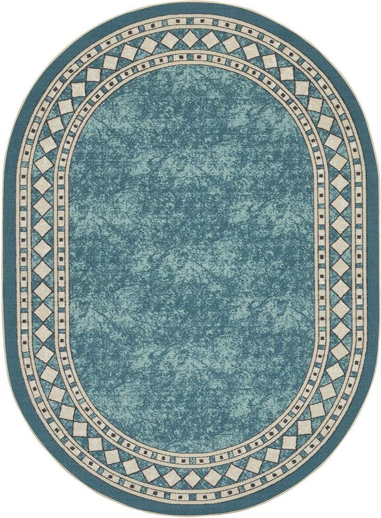 Alfombra Redonda Celeste 150x150 Cm Antideslizante Con Goma -1