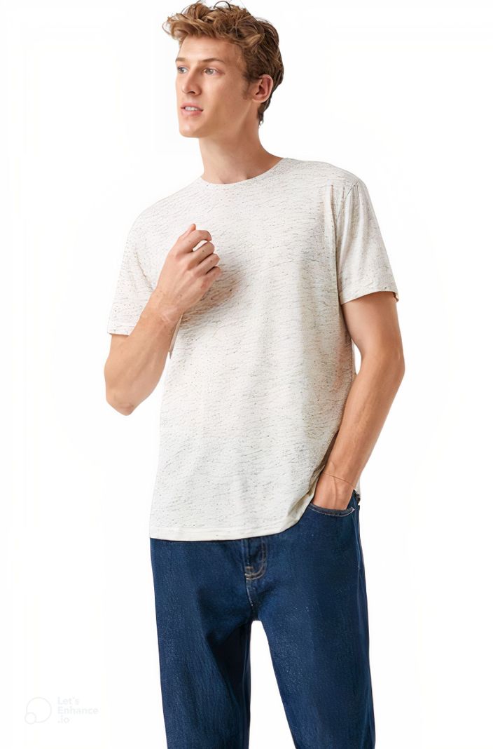 Polera Algodon Casual Cuello Redondo Blanco S
