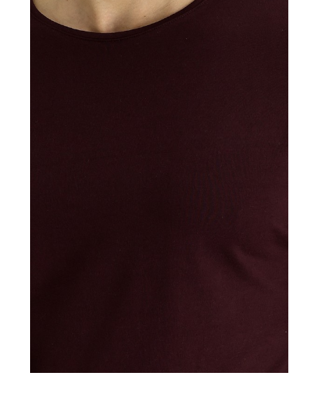 Polera Burdeo Manga Corta Hombre Casual Cuello Redondo-2