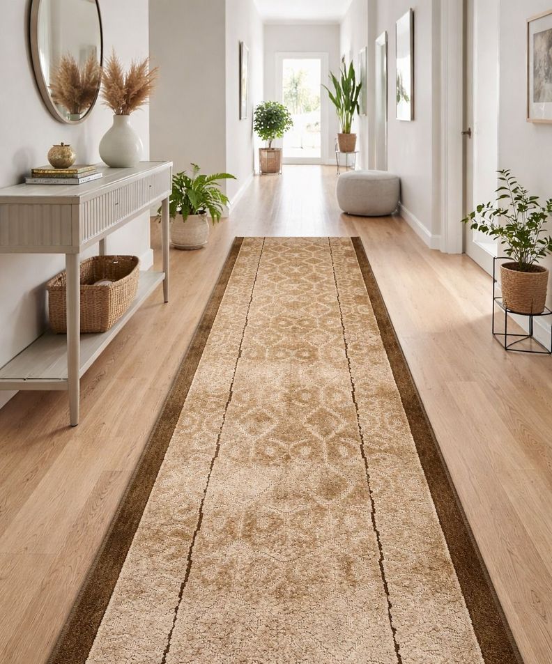 Alfombra de Pasillo Cafe  67 cm x 5 metros Antideslizante Sin Overlock