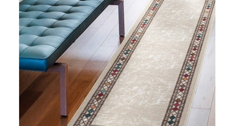 Alfodia Alfombra de Pasillo Crema 70 cm x 3 metros con Goma Sin Overlock-0